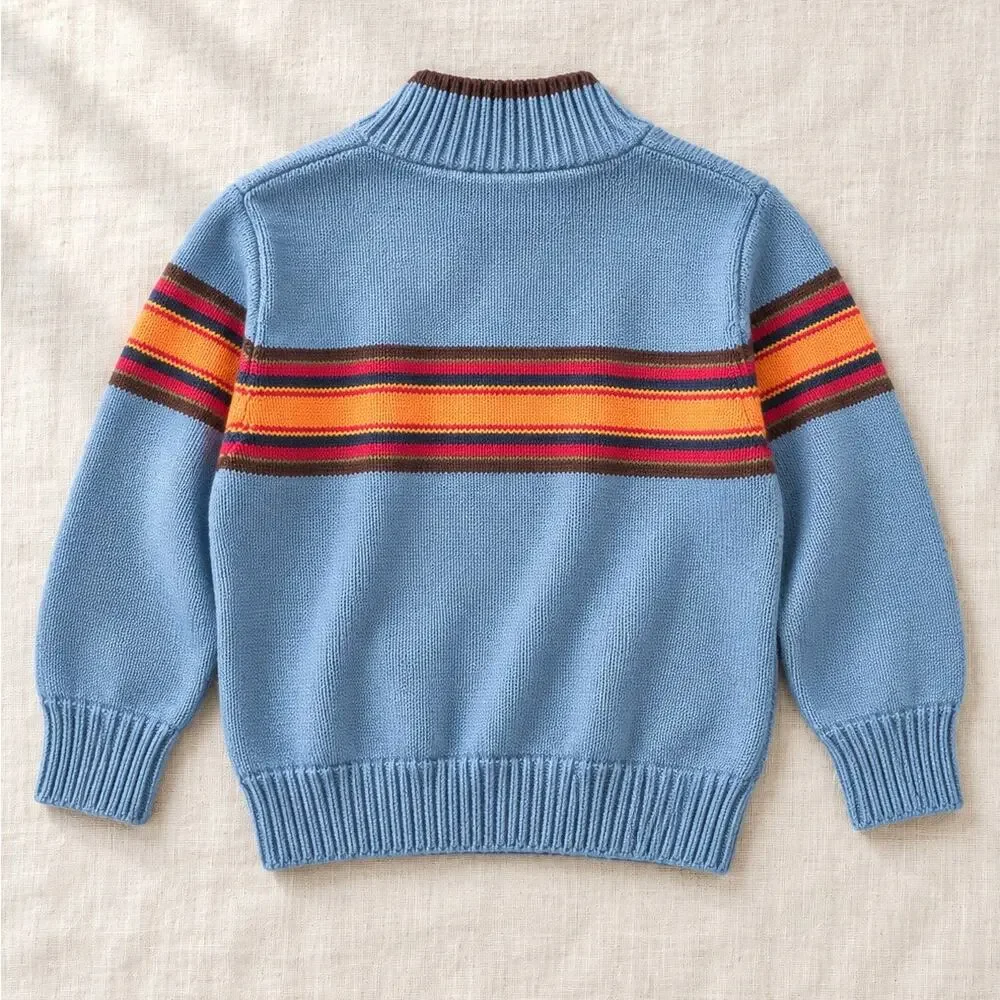 Vintage Gymboree Toddler Quarter Zip Sweater | Boys 3 | Blue Striped 100% Cotton